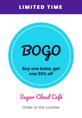 Desserts & boba circle deal shelf talker template