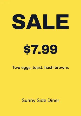 Breakfast diner sale shelf talker template