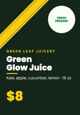Juice & smoothie bar corner sash shelf talker template