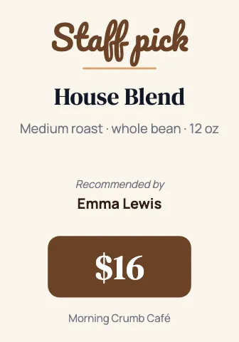 Café & bakery staff pick shelf talker template