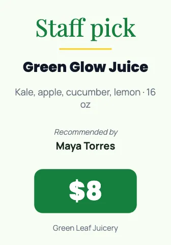 Juice & smoothie bar staff pick shelf talker template