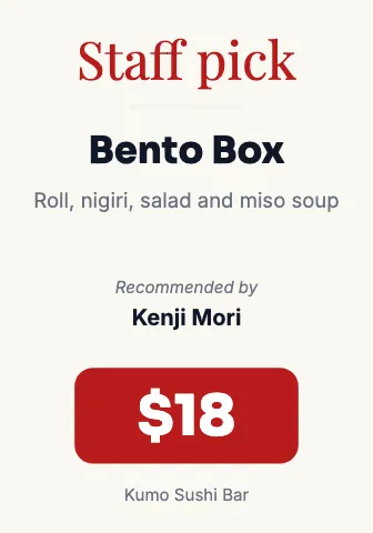 Sushi bar staff pick shelf talker template