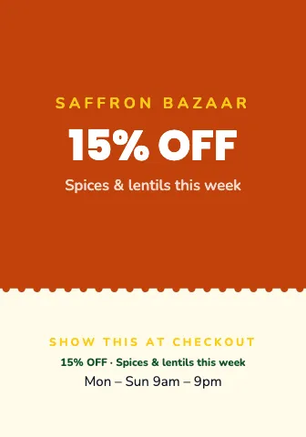 Indian grocery tear-off coupon shelf talker template