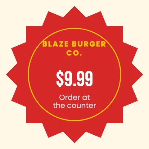 Burger joint starburst sticker template
