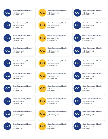 Church & community address labels sticker sheet template