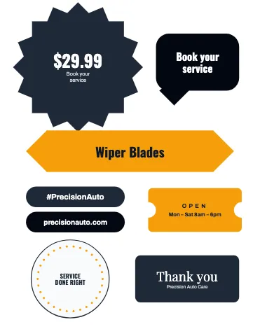 Auto repair kiss-cut assortment sticker sheet template