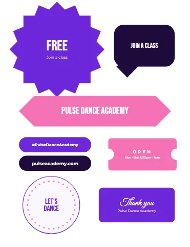 Dance studio kiss-cut assortment sticker sheet template