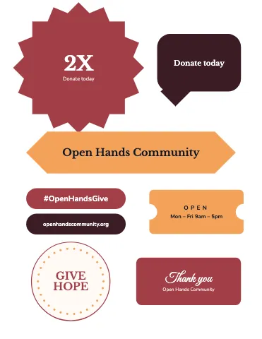 Nonprofit & charity kiss-cut assortment sticker sheet template