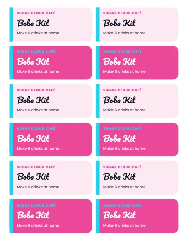 Desserts & boba product labels sticker sheet template