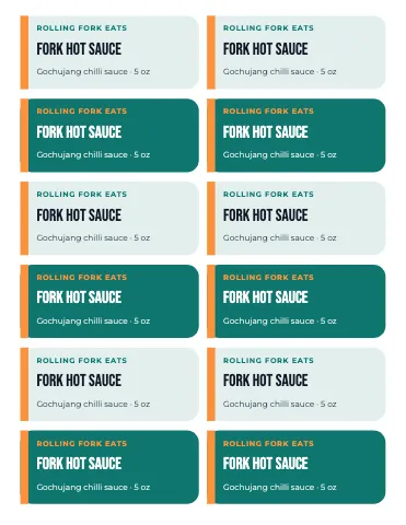Food truck product labels sticker sheet template