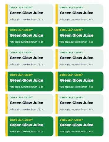 Juice & smoothie bar product labels sticker sheet template