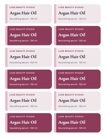 Salon & spa product labels sticker sheet template