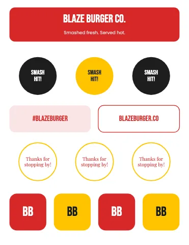 Burger joint mixed set sticker sheet template