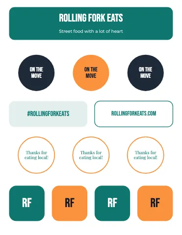 Food truck mixed set sticker sheet template