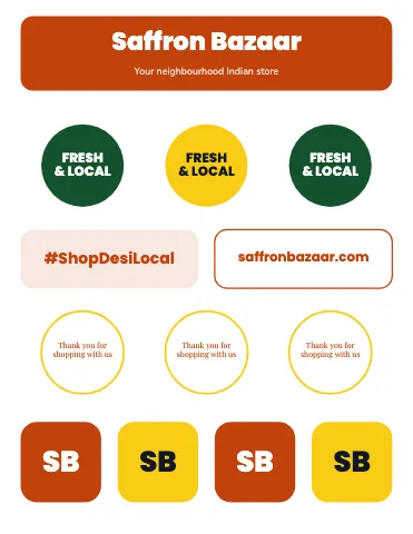 Indian grocery mixed set sticker sheet template