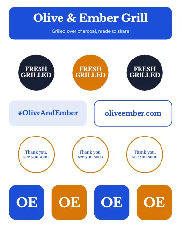 Mediterranean grill mixed set sticker sheet template
