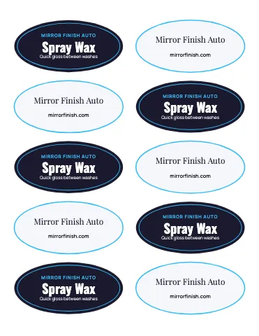 Auto detailing oval labels sticker sheet template