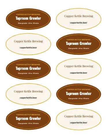Brewery & bar oval labels sticker sheet template
