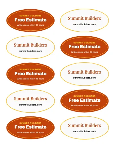 Contractor & construction oval labels sticker sheet template