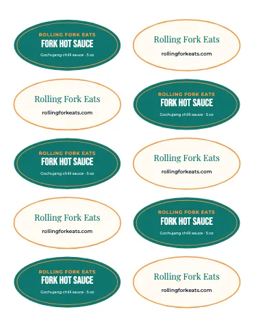 Food truck oval labels sticker sheet template