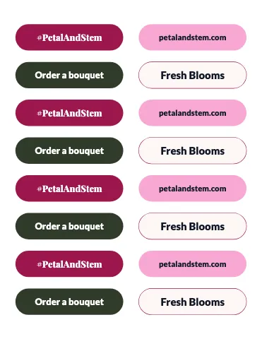 Florist hashtag pills sticker sheet template