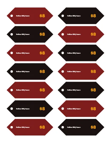 BBQ smokehouse price tags sticker sheet template