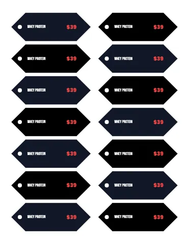 Fitness & gym price tags sticker sheet template
