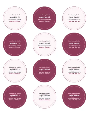 Salon & spa round product labels sticker sheet template