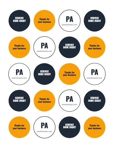 Auto repair round stickers sticker sheet template
