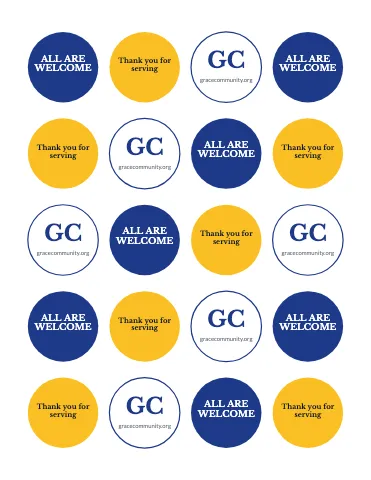 Church & community round stickers sticker sheet template