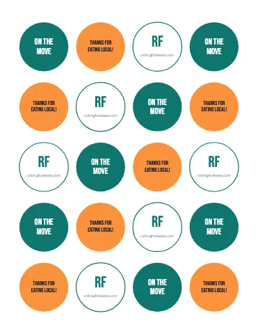 Food truck round stickers sticker sheet template