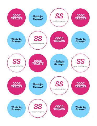 Ice cream shop round stickers sticker sheet template