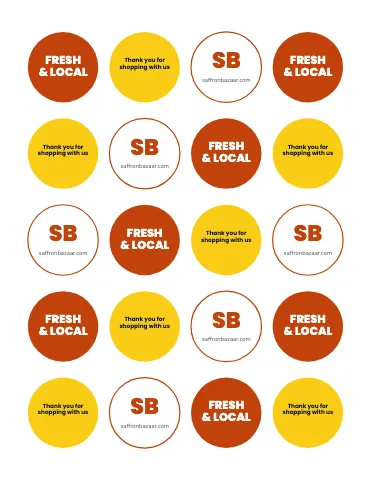 Indian grocery round stickers sticker sheet template