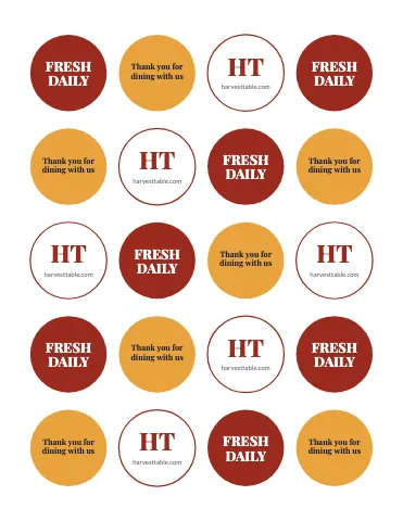 Restaurant round stickers sticker sheet template