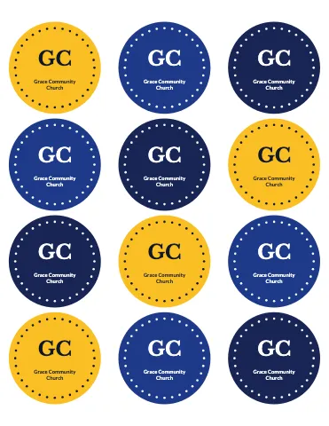 Church & community stitched seals sticker sheet template