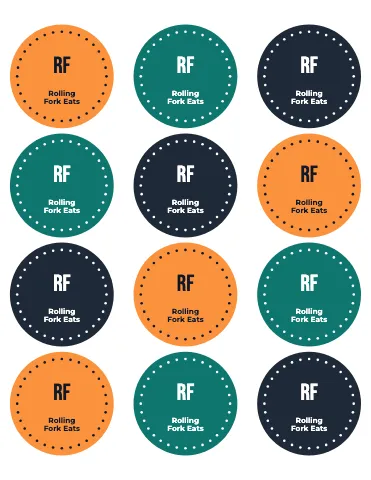 Food truck stitched seals sticker sheet template