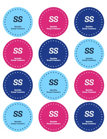 Ice cream shop stitched seals sticker sheet template