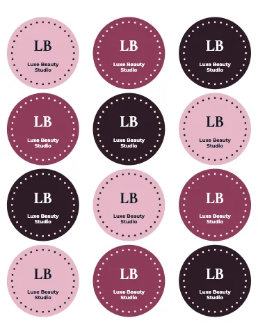Salon & spa stitched seals sticker sheet template