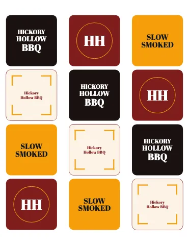 BBQ smokehouse square mix sticker sheet template