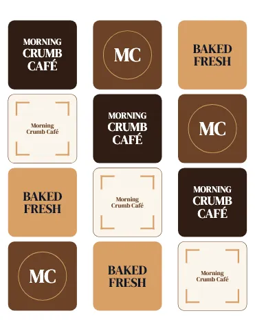 Café & bakery square mix sticker sheet template