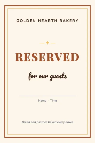 Bakery reserved table tent template