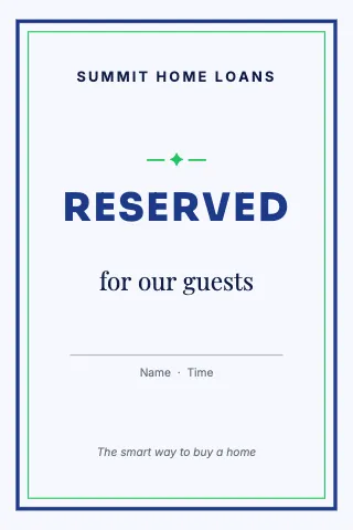 Mortgage & lending reserved table tent template