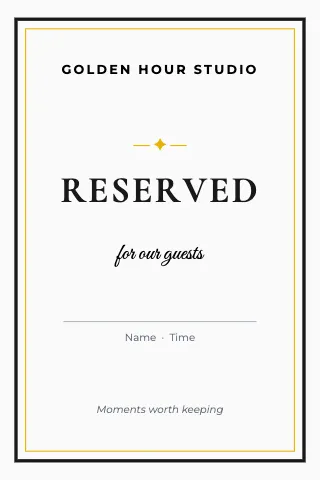 Photography & creative reserved table tent template
