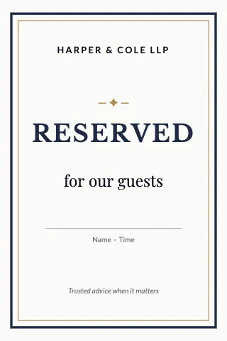Law & finance reserved table tent template