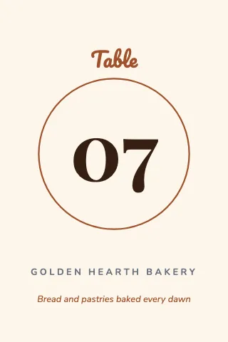 Bakery table number table tent template