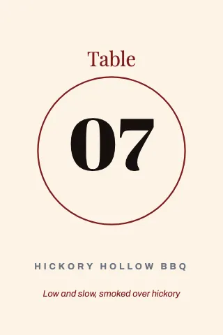 BBQ smokehouse table number table tent template