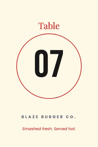 Burger joint table number table tent template