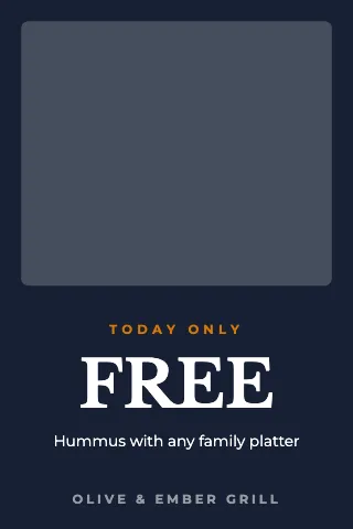 Mediterranean grill photo offer table tent template