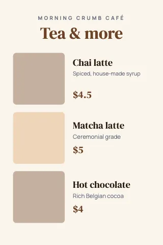 Café & bakery featured trio table tent template