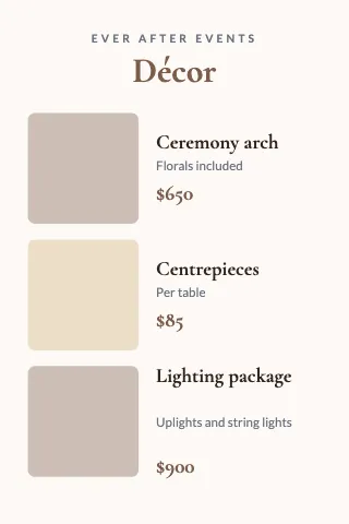 Weddings & events featured trio table tent template